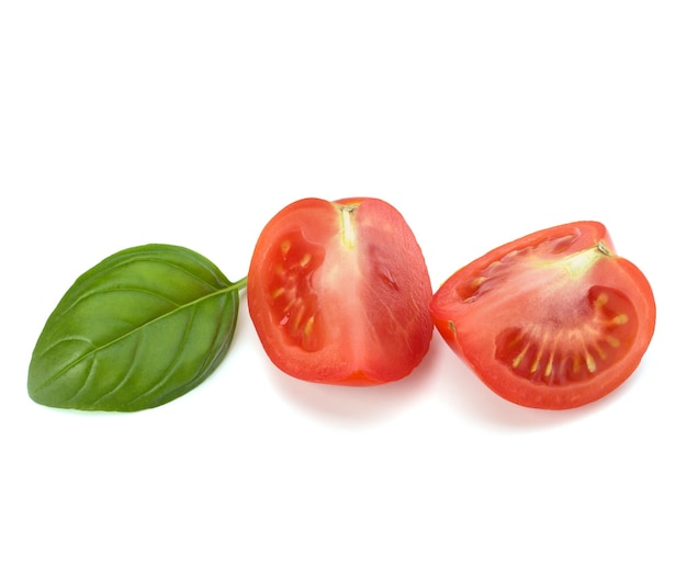 Tomate et feuille de basilic