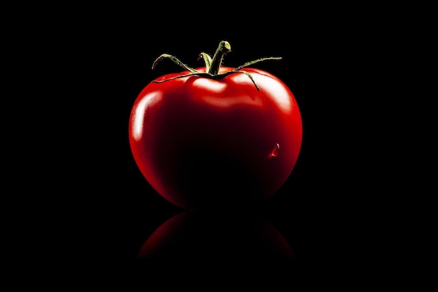 Une tomate sur fond noir