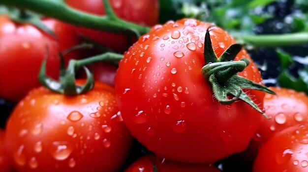 Tomate avec goutte d'eau dans le jardin