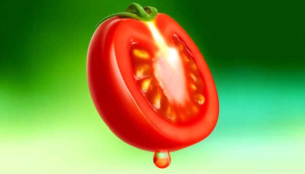 une tomate avec une goutte d'eau dessus