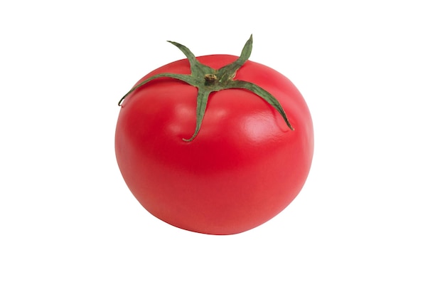 Tomate isolée sur fond blanc avec un tracé de détourage