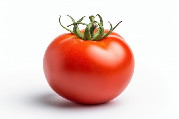 Une tomate rouge sur fond blanc