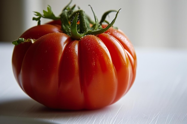 Photo tomate sur un tableau blanc faible profondeur de champ