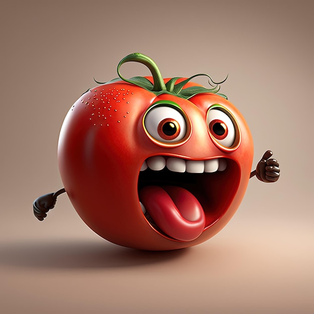 Photo une tomate avec un visage et des yeux qui disent 