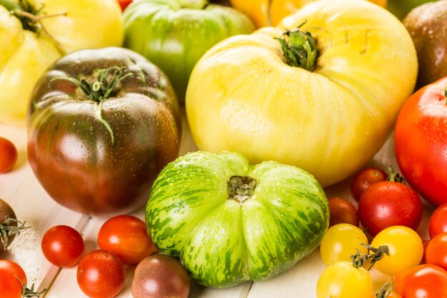 Tomates anciennes biologiques de la ferme d'arrière-cour.