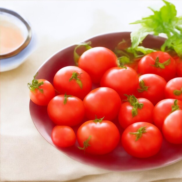 tomates sur une assiette sur l'illustration de la table