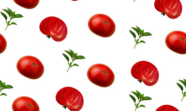 Tomates et basilic de modèle de légumes