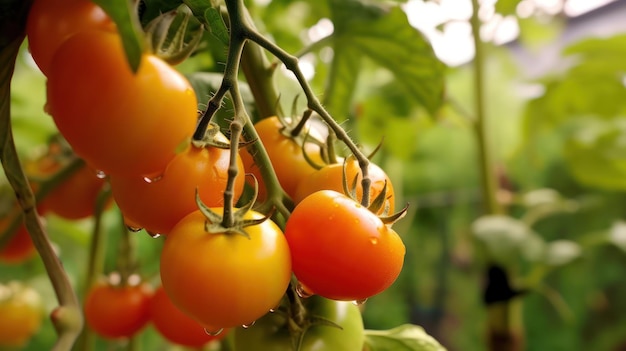 tomates cerises dans une serre