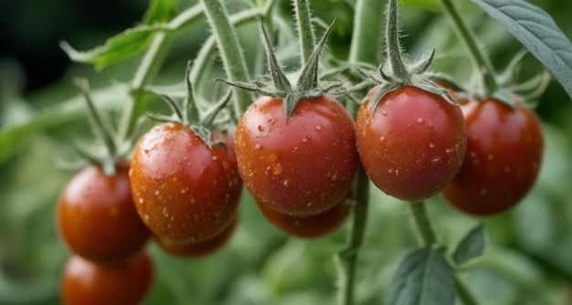 Tomates cerises fraîchement récoltées sur la vigne