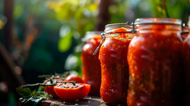 Tomates en conserve dans un pot Concentration sélective