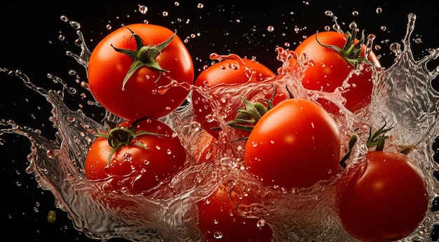 tomates dans l'image d'impact de l'eau