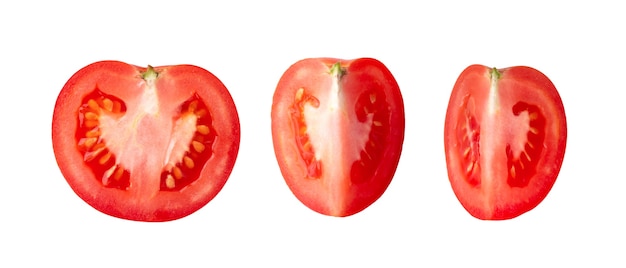 Tomates fraîches sur blanc. Vue de dessus