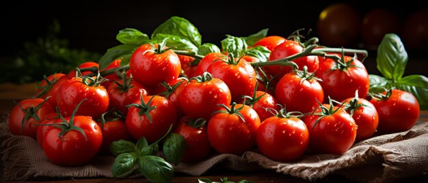 Des tomates fraîches complétées par des feuilles de basilic parfumées