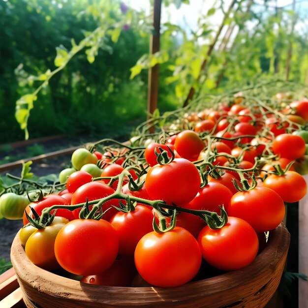 tomates fraîches cueillies dans le buisson d'origine AI