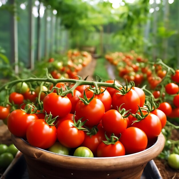 tomates fraîches cueillies dans le buisson d'origine AI