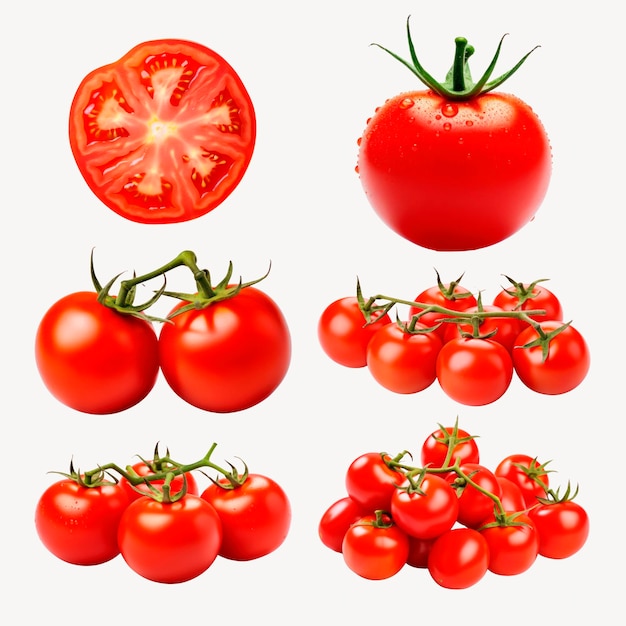 Des tomates fraîches remixées avec des éléments de conception psd