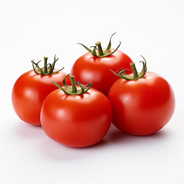Des tomates juteuses sur fond blanc