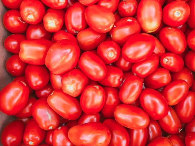 Tomates mûres rouges fond tomate récolte d'automne produits naturels légumes de saison nourriture locale
