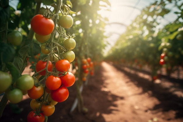 Tomates poussant dans une serre