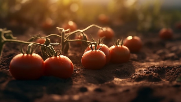 Tomates poussant dans un sol Generative Ai