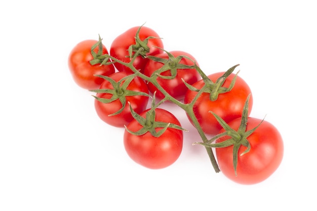 Tomates rouges biologiques fraîches sur fond blanc