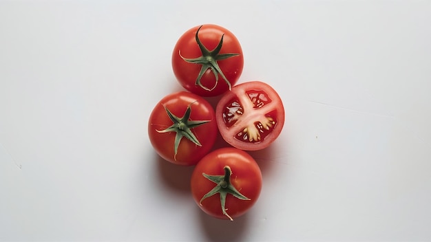Tomates rouges avec coupe isolée sur blanche