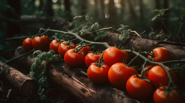 Tomates rouges dans le jardin IA générative AI générée