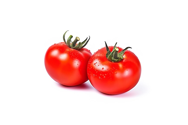 Tomates rouges entières fraîches isolées sur fond blanc