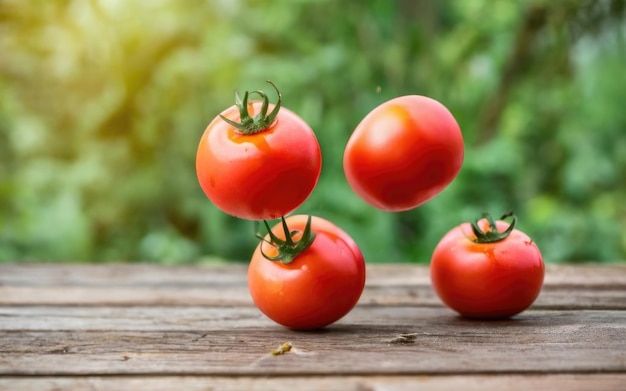 Les tomates rouges lévitent.