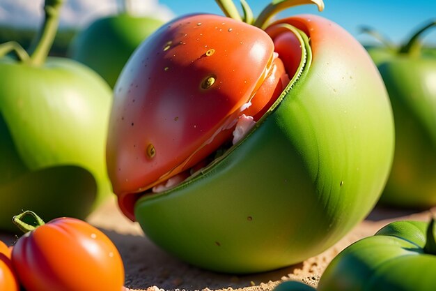 Les tomates rouges mûres sont des fruits et légumes délicieux que les gens aiment manger.