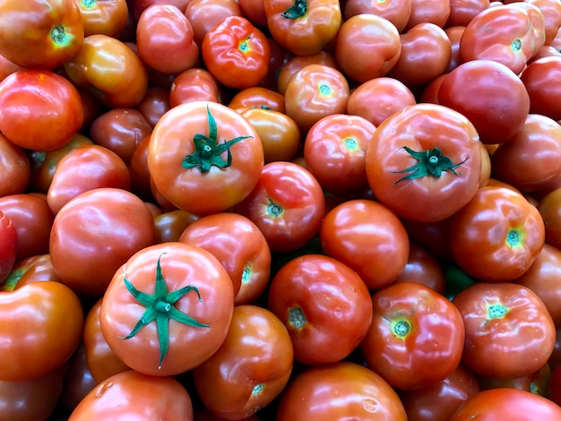 Tomates rouges et vertes sur le marché