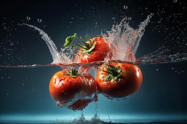 Tomates tombant dans l'eau