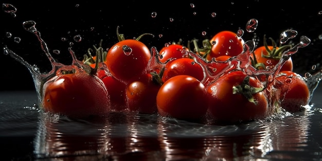 Tomates tombant dans l'eau