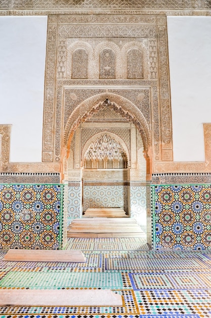 Tombeaux Saadiens à Marrakech au Maroc