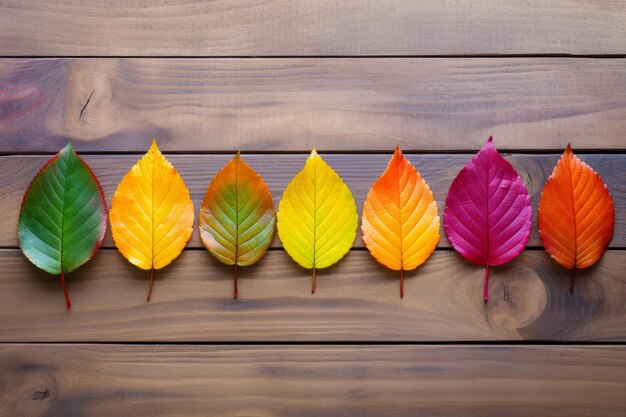 Tomber amoureux de l'automne Une composition vibrante de feuilles colorées sur une toile en bois