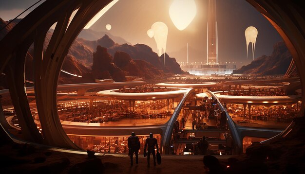 Photo tomorrowland sur mars vie futuriste et colonie sur la planète mars