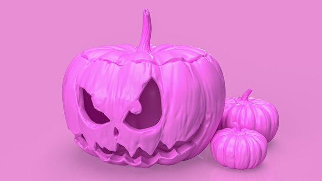 Le ton de couleur rose de la citrouille de la lanterne de Jack o pour le contenu d'Halloween rendu 3D