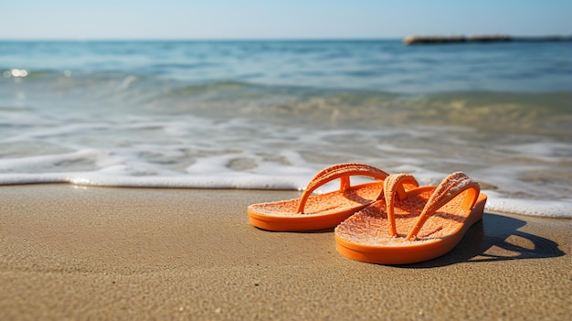 Tongs orange sur la plage