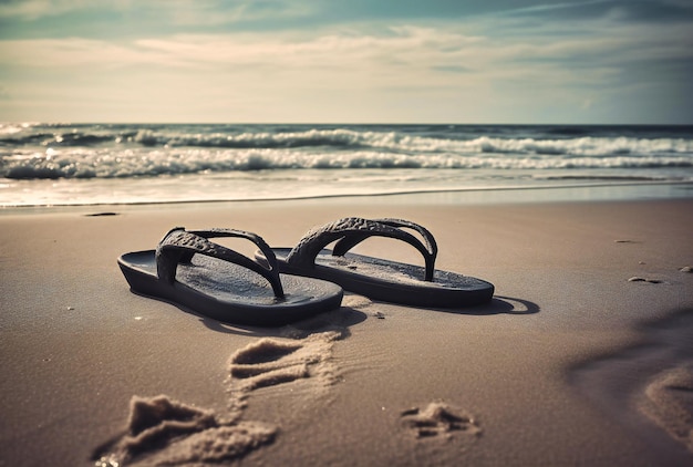 Tongs sur la plage