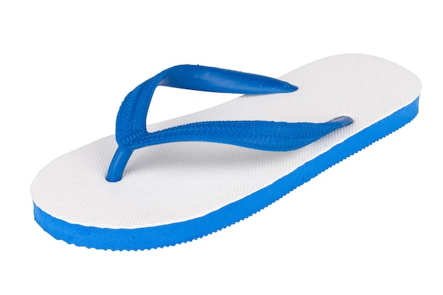 Tongs sandales couleur bleu isolé sur fond blanc