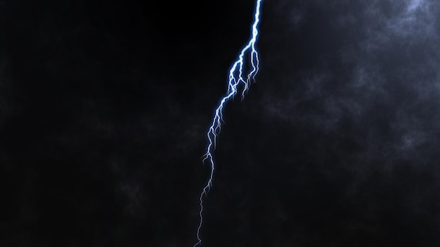 Le tonnerre Foudre isolée sur noir Scène de ville de nuit de tonnerre avec une vue majestueuse de la foudre lourde de la ville de nuit dans la nuit sombre et orageuse