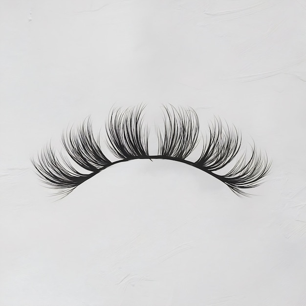 Photo top view of eyelashes on plain background