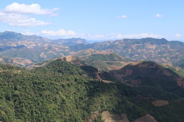 Topview forme de paysage à côté des montagnes à Dien bien Phu, vietman