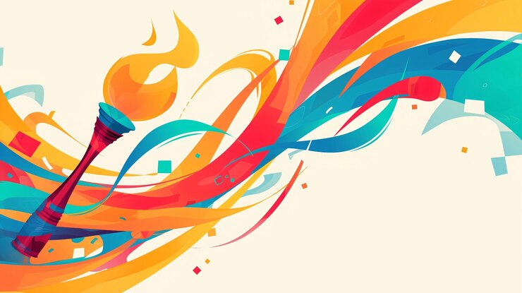 Photo torche avec flamme brûlante jeux olympiques feu cérémonie d'ouverture jeux olimpiques d'été