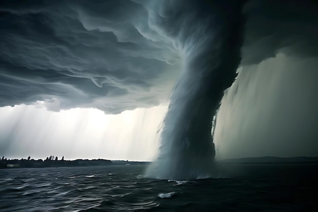 Photo tornades sur l'eau se formant généralement dans des conditions météorologiques difficiles