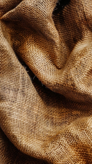 Une torsion dynamique du tissu de burlap créant un motif abstrait accentuant la texture durable et les tons terreux adaptés à une conception robuste