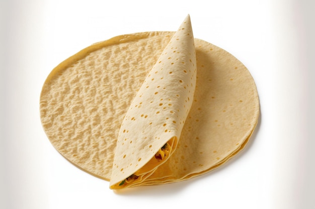 Photo une tortilla ordinaire sur un fond blanc.