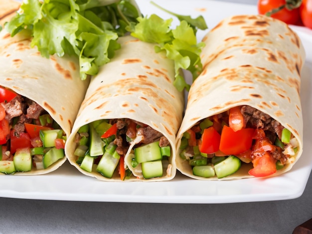 Tortillas à la viande et aux légumes