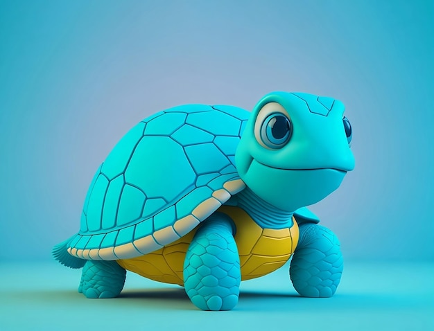 Tortue 3d mignonne Personnage de tortue de dessin animé 3D Mignon Tortue souriante Rendu 3D de tortue