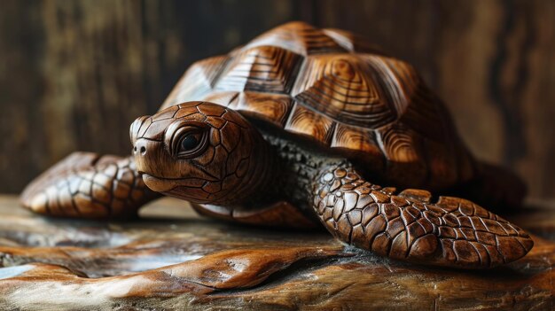 La tortue de bois sur le rocher